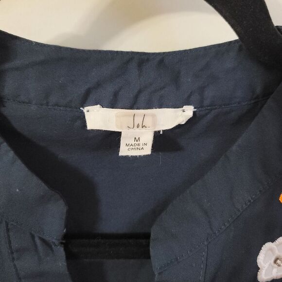 Joh Navy Wrenna Dress with Embroidered Flower Sparkles Size Medium - Picture 3 of 8